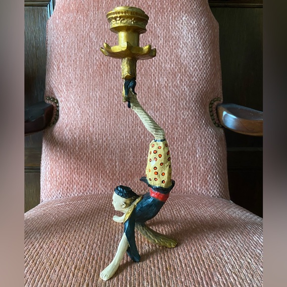 Vintage Candlestick Holders Asian Acrobat Pair - Picture 4 of 11